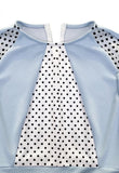 2022 Polka Dot Print O-Neck Pleated Midi Dress Blue Vestidos Femme Casual Sleeveless Robe Office Lady Outfits Swing 50s Dresses