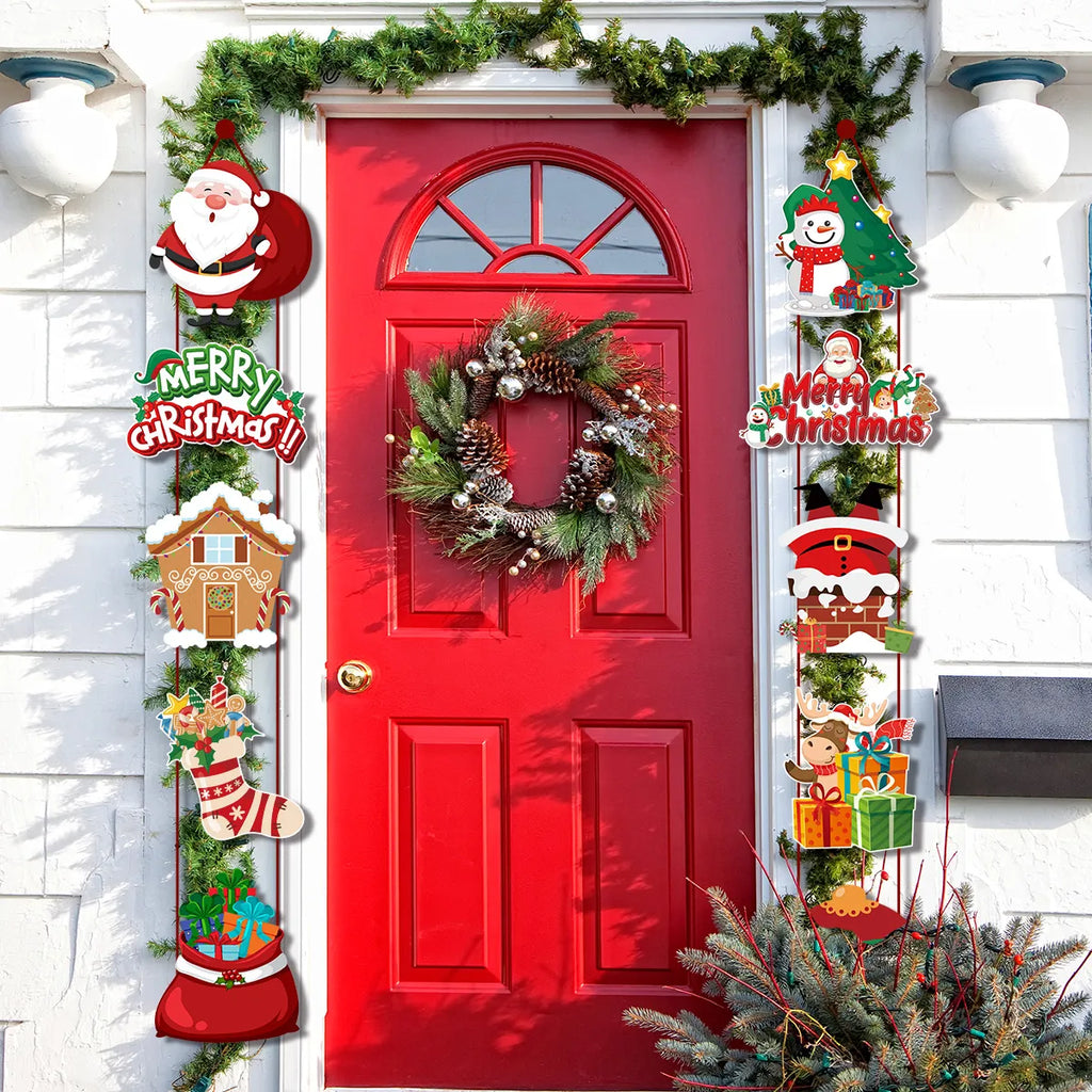 Merry Christmas Hanging Door Banner Santa Claus Snowman Couplet Christmas Decorations For Home Xmas Gifts Navidad New Year noel