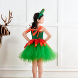 Green Christmas Elf Cosplay Costumes for Children Girls Christmas Party Tutu Dress Kids Festival Elf Santa Claus Costume Disfraz