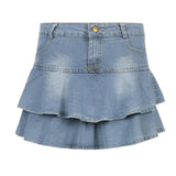 Harajuku Y2K Denim Skirt Ruffle High Waist Bottoms Vintage Academia Aesthetic Fairycore Grunge Jeans Skirts