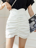 High Waist Women Summer Korean Style Streetwear Solid Color Ladies Elegant Short Skirt