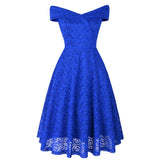 Elegant Vintage Embroidery Floral Lace Evening Cocktail Dresses Vestidos A-Line Pinup Business Women Party Flare Swing Dress