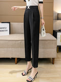 High Waist Fashion Korean Style All-match Office Lady Ankle-length Tailored Pants