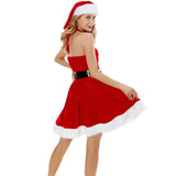 Sexy Christmas Slip Dress for Women Cute Plush Slim Fit Drawstring Mini Dress Santa Claus Cosplay Dress Xmas Party Fancy Dress