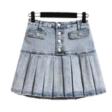 Mall Goth High Waist Mini Skirts Women Harajuku Vintage Sexy Pleated Denim Skirt Shorts Bottoms Clubwear