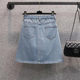 High Waist Single-Breasted A-Line Denim Skirt Women Summer Sexy Short Mini Jean Skirts