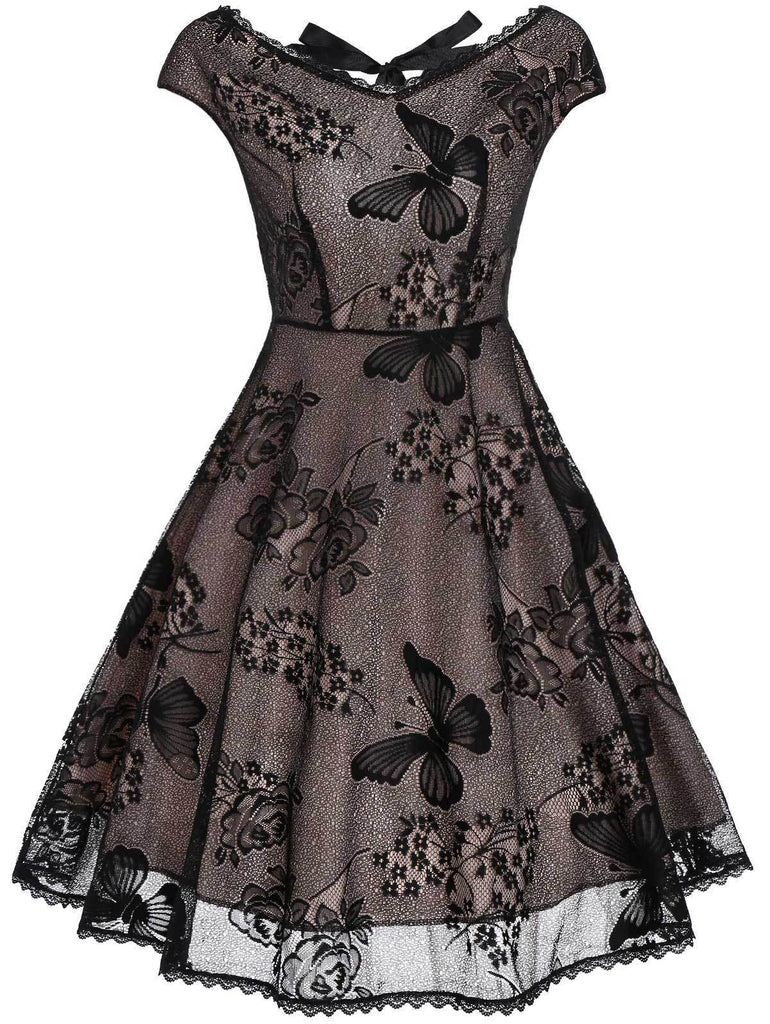 Plus Size 1950s Lace Butterfly Swing Dress