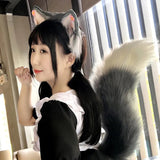 Fox Ears and Tail Set Furry Cat Ears Headband with Tail Kitten Anime Fox Ears Halloween Cosplay Party Fox Costumes