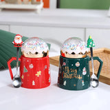 Christmas Mugs with lid and Santa Claus Spoon Creative Planet Ceramic Cup Xmas Gift Coffee Milk Cup