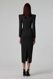 Long Sleeve Black Evening Dress Women Night Party Celebrity Dress