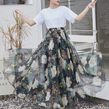 Chiffon Long Casual Loose A-Line Women High Waist Maxi Print Dance Skirts