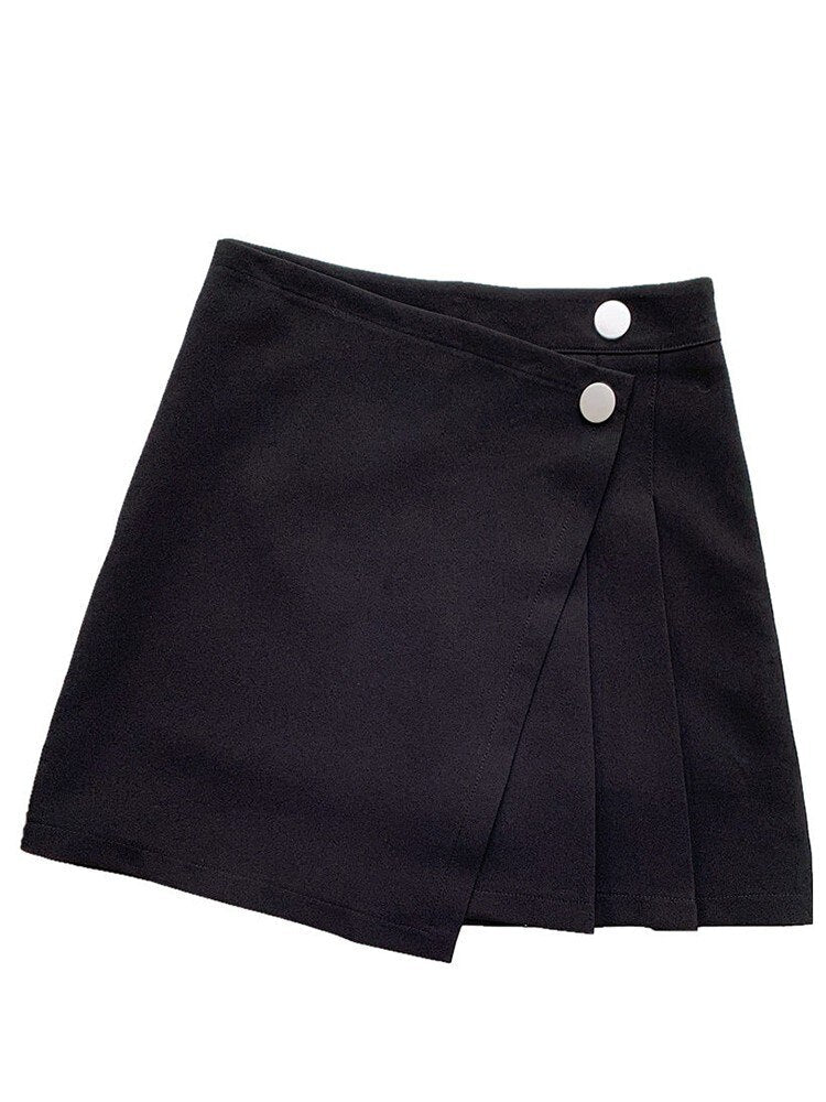High Waist Casual Women Short Skirts Summer Black All-match Irregular A-line Mini Skirt