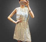 Sequins Casual Style Tank O-Neck Women Sleeveless Party Mini Dress