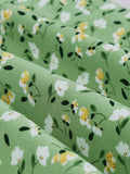 Square Neck Ruched Front Floral Elegant Dress Autumn Clothes for Women Long Puff Sleeve Vintage Green Midi Dresses