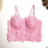 Summer Sexy Corset Top Shine Beaded Sequins Women Cropped  Nightclub Party Crop Top To Wear Out Push Up Bustier Bra 8355