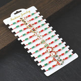 New 12Pcs/Set Christmas Bracelet Unisex Handmade Weaven String Adjustable Santa Claus Symbol Bracelet