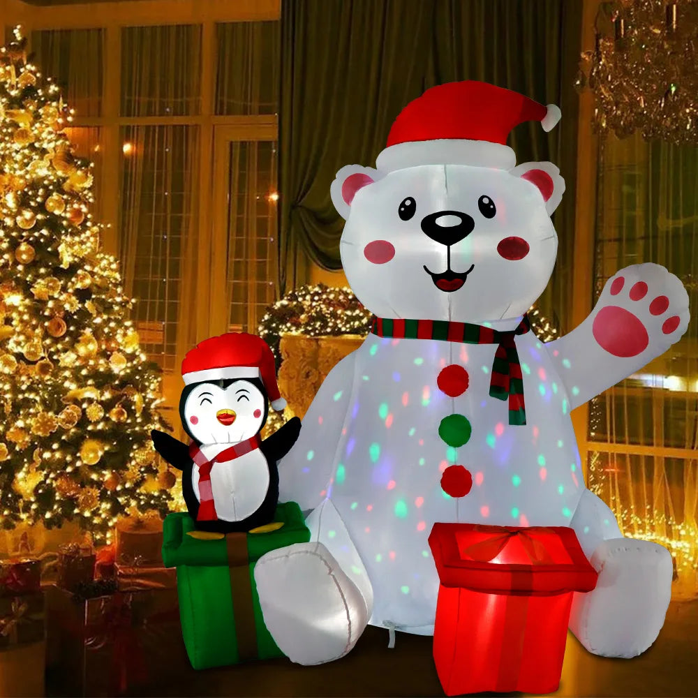6 Ft Christmas Inflatable Polar Bear Penguin Outdoor Decoration with  LED Light Up Blow Up Yard Decoration for Xmas decor