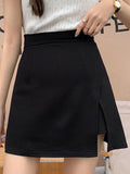 Casual Women A-line Solid Color All-match High Waist Irregular Mini Skirt