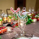 Christmas Cup Card Decoration Santa Hat Wine Glass Decor Xmas Tree Ornaments Home Party Decor New Year Gift 10PCS