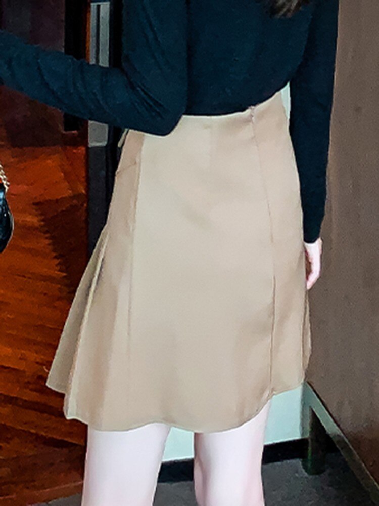 High Waist Women Fashion Korean Style Streetwear All-match Ladies Elegant A-line Short Skirt