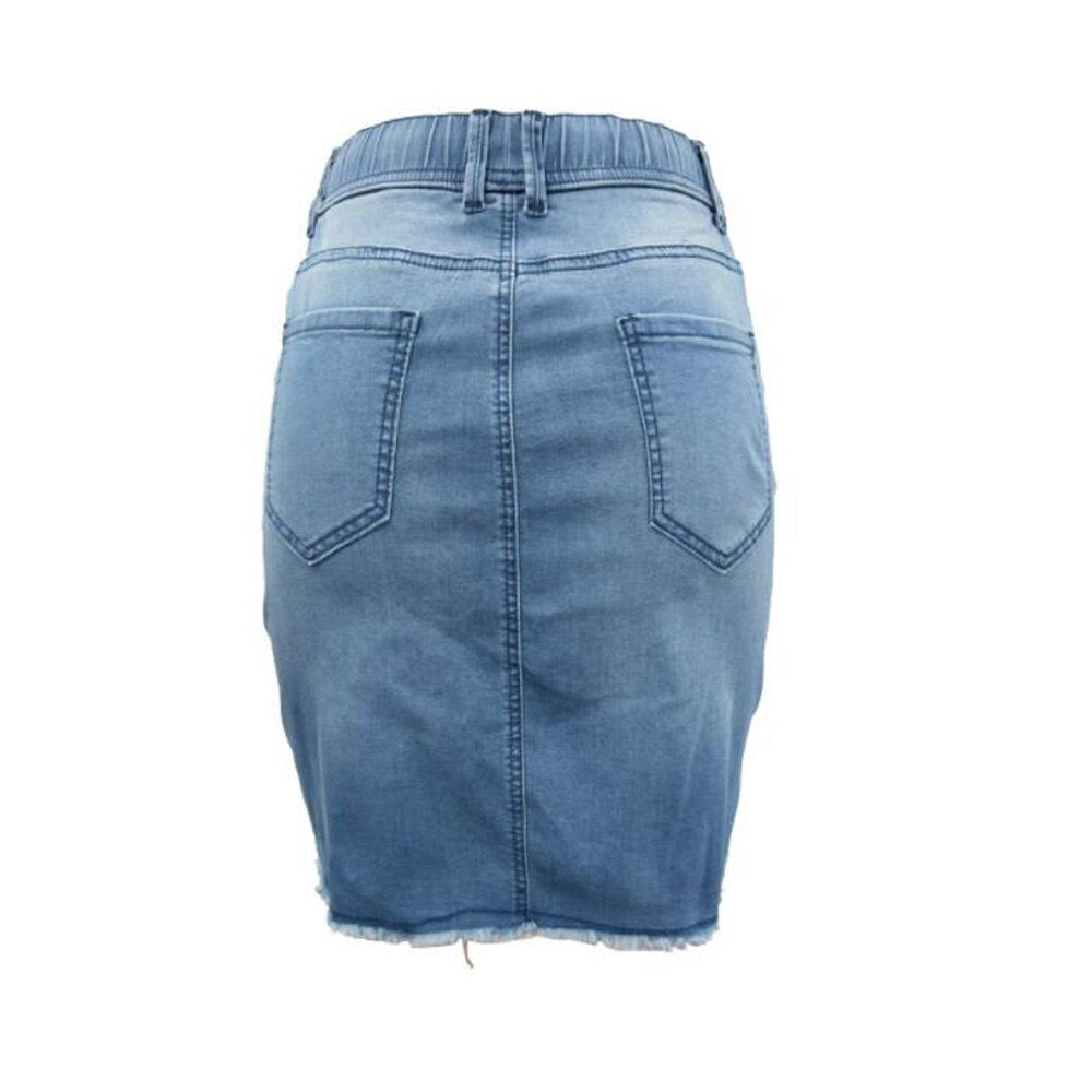 Women Denim Jean Sexy Casual Stretchy Skirts Solid Party Club Skinny Pencil Skirt