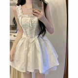 White Gothic Lolita Women Dress Elegant Vintage Fairy Princess Party Slip Korean Summer Dress