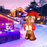 LED Lights 2.4M Christmas Outdoors Gingerbread Man Inflatable Model Party Courtyard Props Festival Decoration Gift