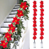 Poinsettia Christmas Flowers Garland String Lights Xmas Tree Ornaments Indoor/Outdoor Party Christmas Decoration Navidad