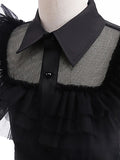 Movie Wednesday 3-12T Gothic Styles Wednesday Cosplay Costume for Kids Halloween Carnival Party Black Dress