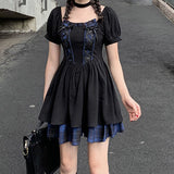 Dark Lolita Gothic Vintage Plaid Mini Dress Aesthetic Punk Hight Waist Ruffle Y2K Japanese Dresses Fairy Grunge Partyclub Jurken