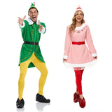 Christmas Buddy Elf Cosplay Costume Green  Suit for Women Men Outfit Xmas Carnival Party Fancy Dress New Year Adult  Clothes