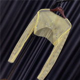 Colored Diamond French Small Vest Mesh Drill Sunscreen Shawl Summer Thin Section Glitter Rhinestone Fishnet Grid
