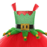 Christmas Children Costume Elf Cosplay Festival Performance Xmas Red Green Girl Dress Up Suit