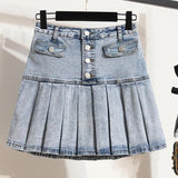 Mall Goth High Waist Mini Skirts Women Harajuku Vintage Sexy Pleated Denim Skirt Shorts Bottoms Clubwear