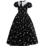 Movie Wednesday 3-12T Gothic Styles Wednesday Cosplay Costume for Kids Halloween Carnival Party Black Dress