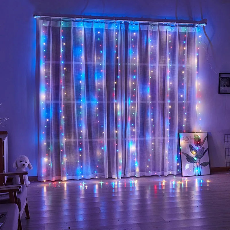 Lights Curtain Garland Merry Christmas Decorations for Home Ornaments Xmas Navidad New Year Gifts