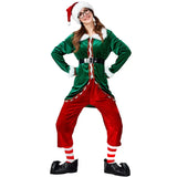 New Christmas Costume Long-sleeved Green Party Adult Couple Christmas Elf Dress Up