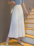 High Waist Pleated Skirts Fashion Korean Style Streetwear All-match Ladies Elegant A-line Long Skirt