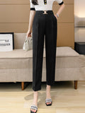 High Waist Fashion Korean Style All-match Office Lady Ankle-length Tailored Pants