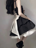 Vintage Black Women Summer Suspenders Korean Fashion Causal Y2k Party Mini Dress