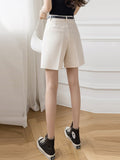 Women Summer Casual Fashion Korean Style All-match High Wasit Ladies Elegant Tailored Short Pants