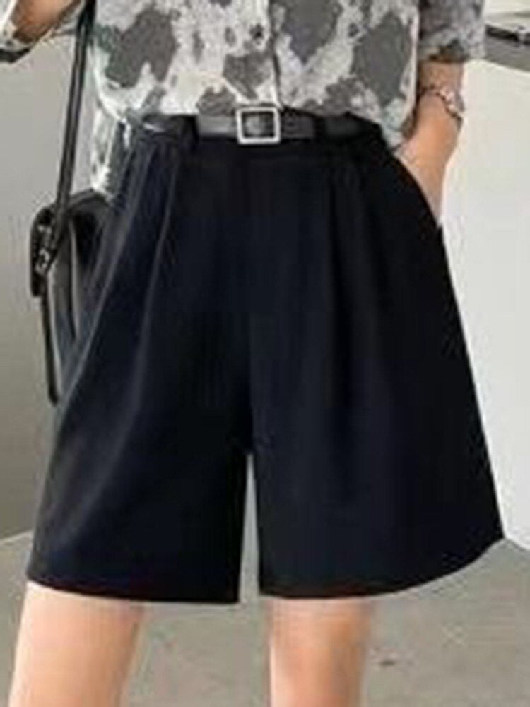 Loose Slim Streetwear Shorts High Waist Casual Women Suit Solid Color All-match Summer Short Pants