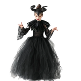 Halloween Costume Maleficent Tutu Wednesday Girls Cosplay Evil Queen Black Mesh Princess Dress