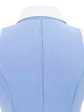 Light Blue Women Turn-Down Collar Button Up Vintage Style Midi Sleeveless Elegant Ladies Pocket Swing Dress
