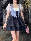 Summer Casual Patchwork Sweet Bandage Strappy Sexy Party Mini Korean Holiday Elegant Dress