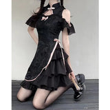 Hot Girl Lace Kwawaii Women Vintage Cheongsam Sweet Slim Lolita Gothic Girls Harajuku Sexy Aesthetic Dress