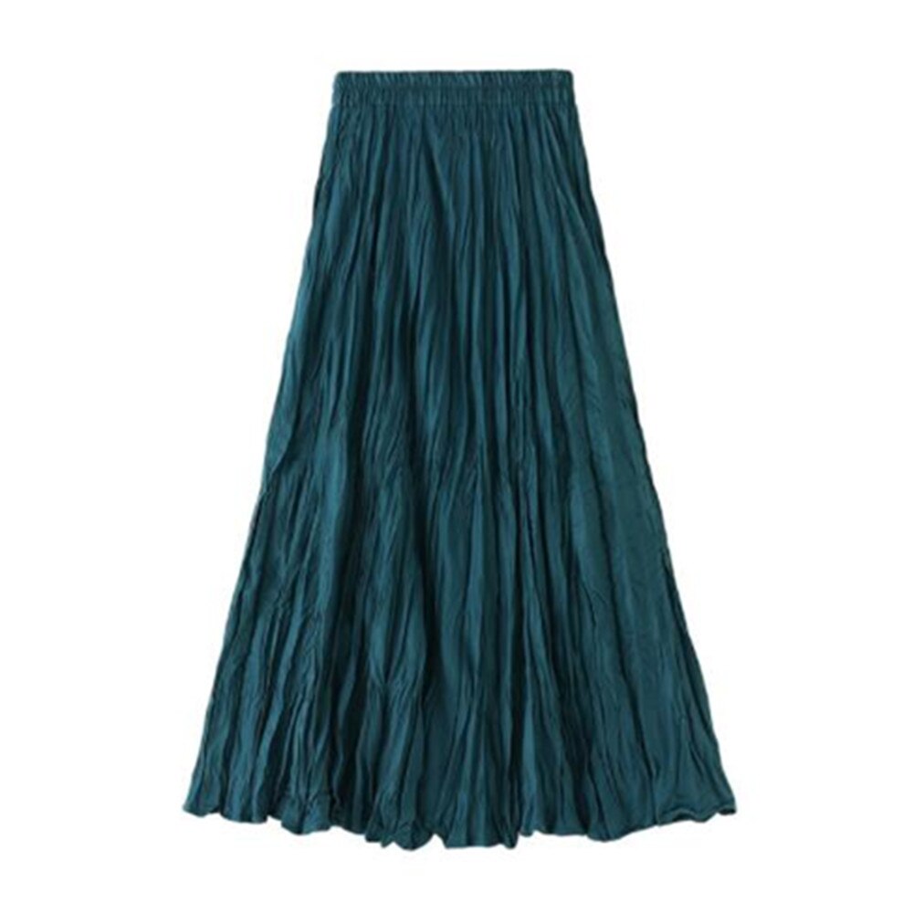 Women Chiffon Solid Casual Sexy Beach Boho Blue Pleated Long Summer Maxi Skirt