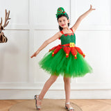 Christmas Children Costume Elf Cosplay Festival Performance Xmas Red Green Girl Dress Up Suit