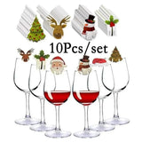 Christmas Cup Card Decoration Santa Hat Wine Glass Decor Xmas Tree Ornaments Home Party Decor New Year Gift 10PCS