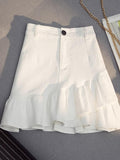 Fashion Women All-match Preppy Style Summer Korean Style High Waist Slim A-line Wrap Hip Short Skirt